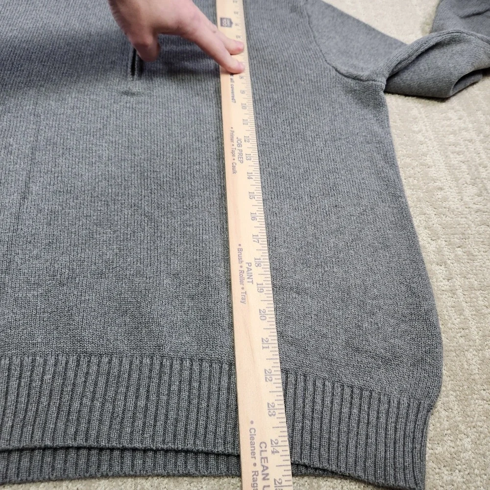 Polo Ralph Lauren Sweater Men Large Gray Heavy Cotton Chunky Knit 1/4 Zip Preppy